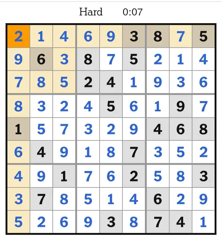 NYT Sudoku Hard Answers March 11, 2026