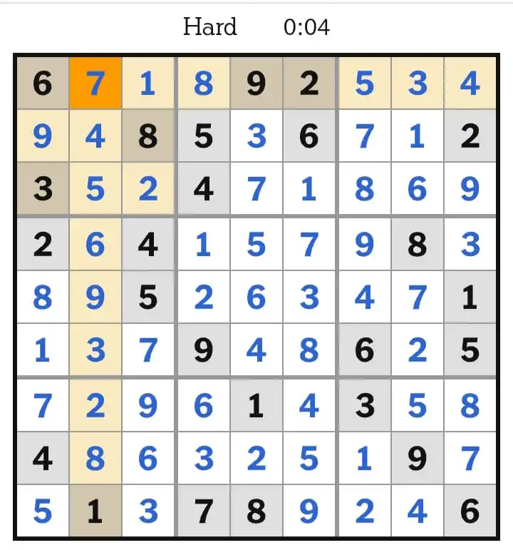 NYT Sudoku Hard Answers March 22, 2026