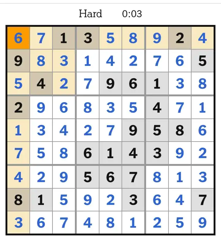 NYT Sudoku Hard Answers March 24, 2026
