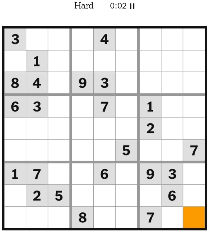 NYT Sudoku Hard March 08, 2026