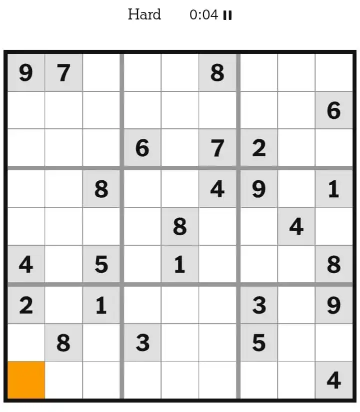 NYT Sudoku Hard March 09, 2026