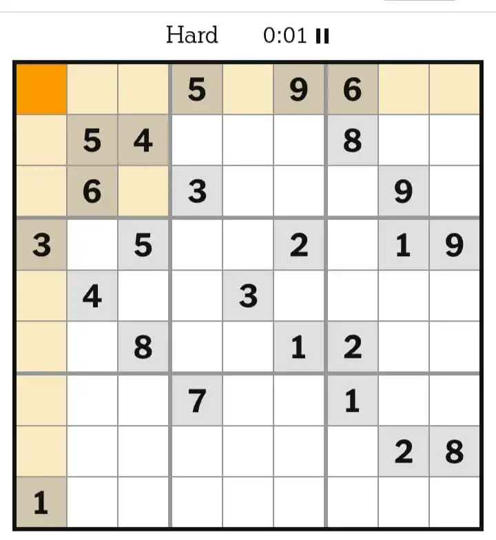NYT Sudoku Hard March 16, 2026