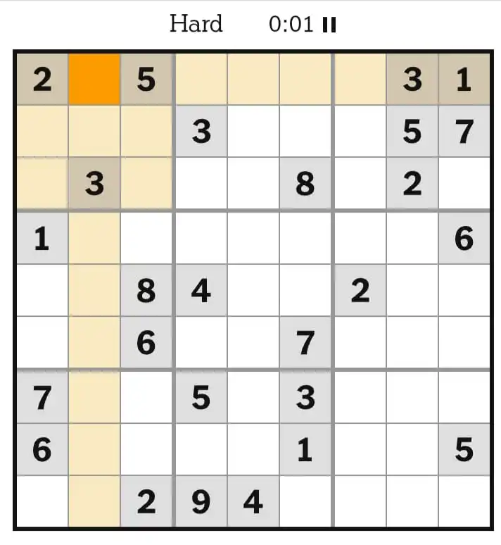NYT Sudoku Hard March 19, 2026