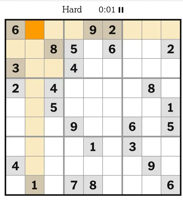 NYT Sudoku Hard March 22, 2026