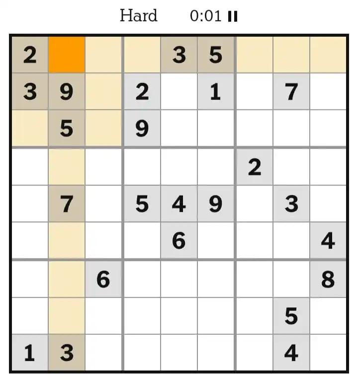 NYT Sudoku Hard March 25, 2026