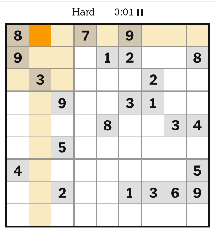 NYT Sudoku Hard March 27, 2026