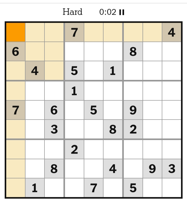 NYT Sudoku Hard March 29, 2026