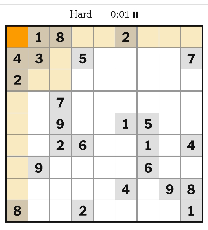 NYT Sudoku Hard March 30, 2026