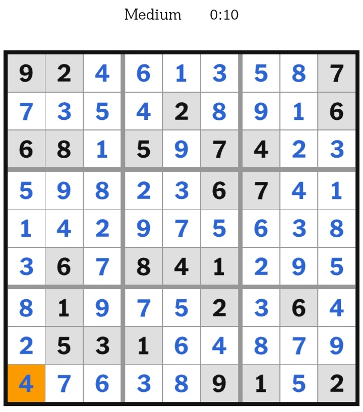 NYT Sudoku Medium Answers March 03, 2026