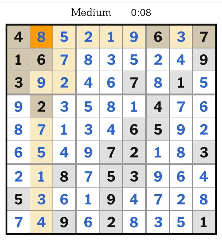 NYT Sudoku Medium Answers March 07, 2026