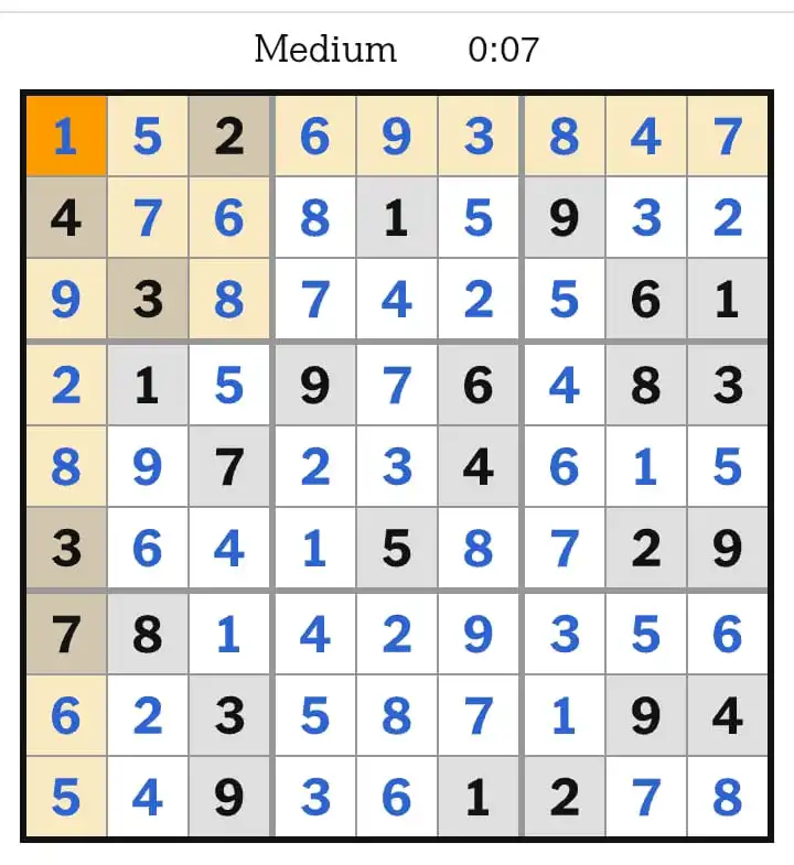 NYT Sudoku Medium Answers March 17, 2026