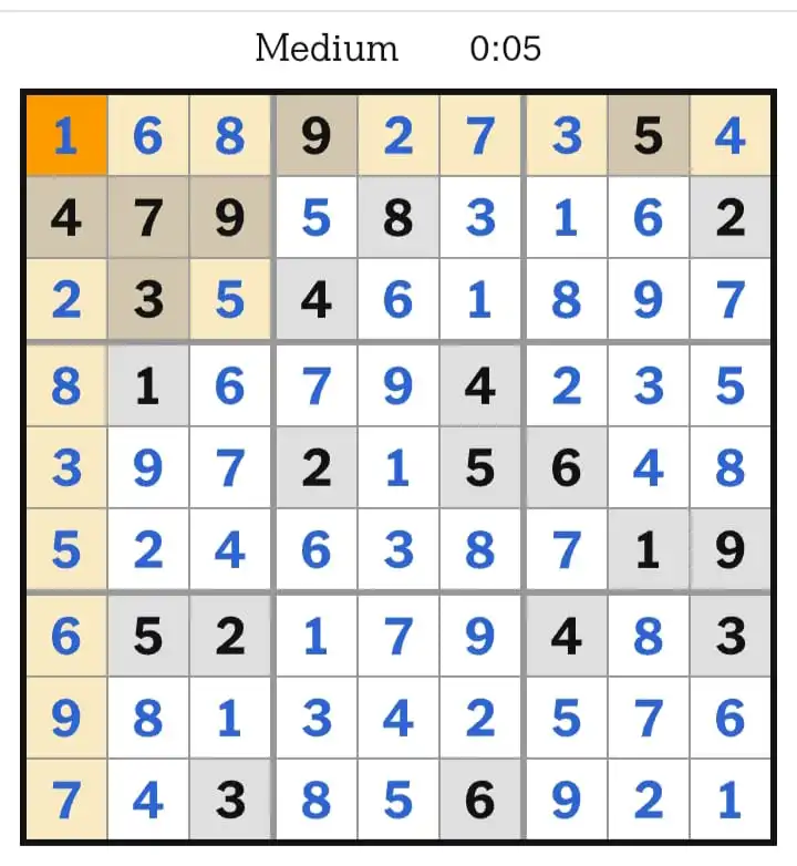 NYT Sudoku Medium Answers March 19, 2026