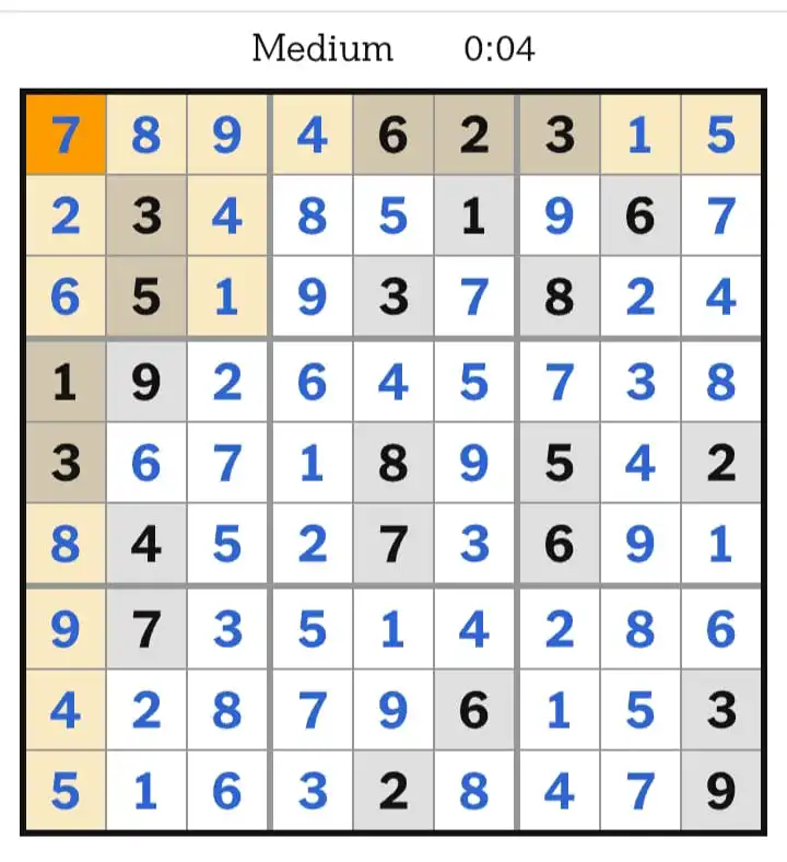 NYT Sudoku Medium Answers March 22, 2026