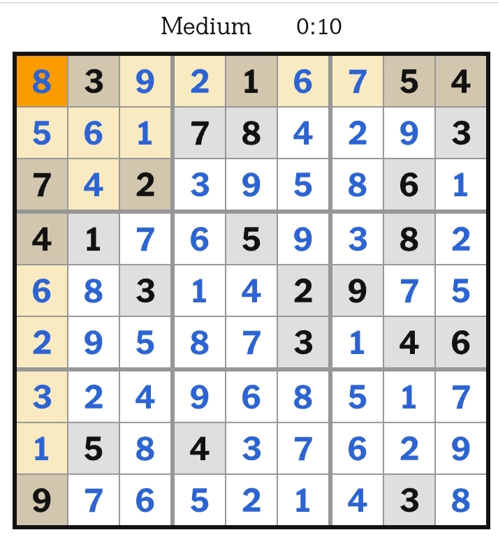 NYT Sudoku Medium Answers  March 28, 2026