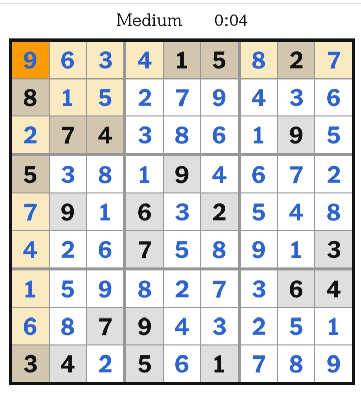 NYT Sudoku Medium Answers  March 31, 2026