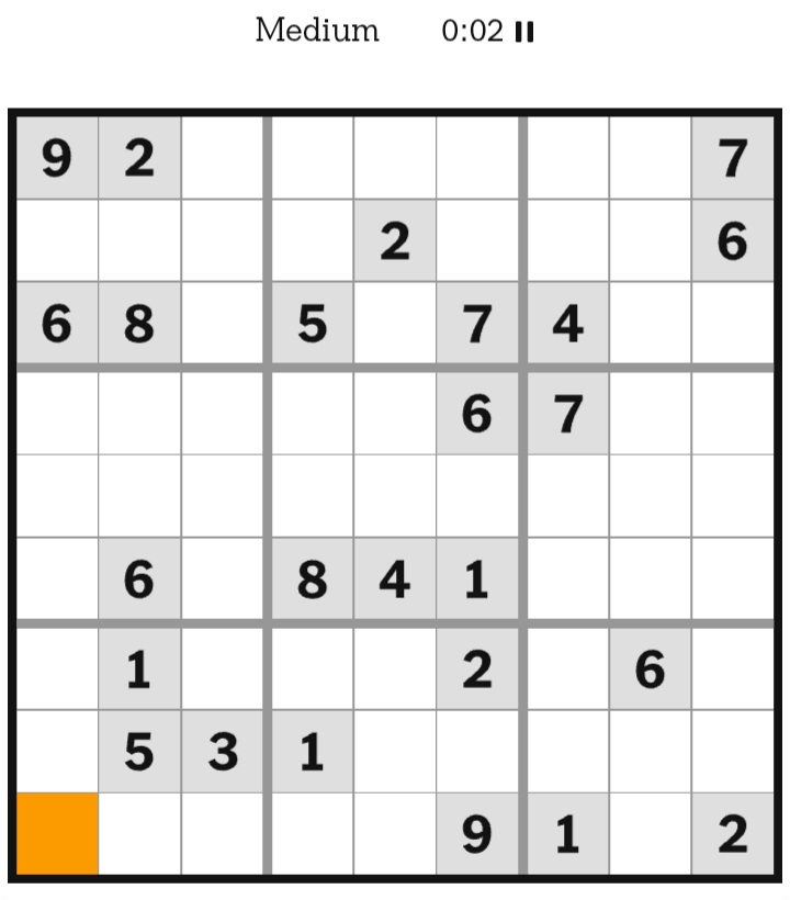 NYT Sudoku Medium March 03, 2026