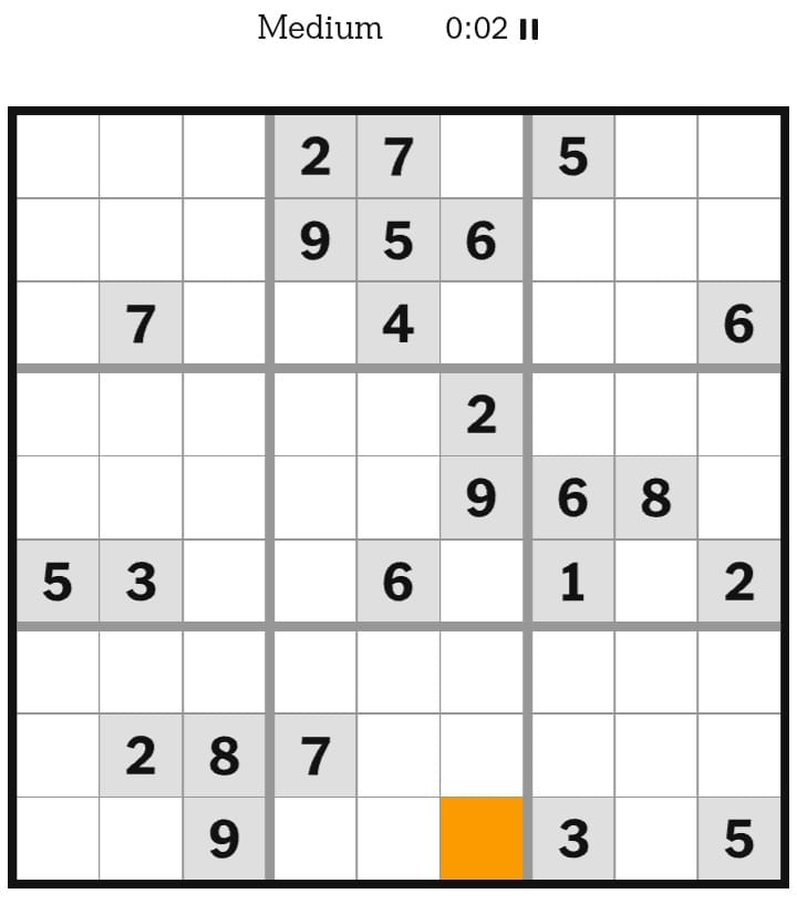 NYT Sudoku Medium March 04, 2026