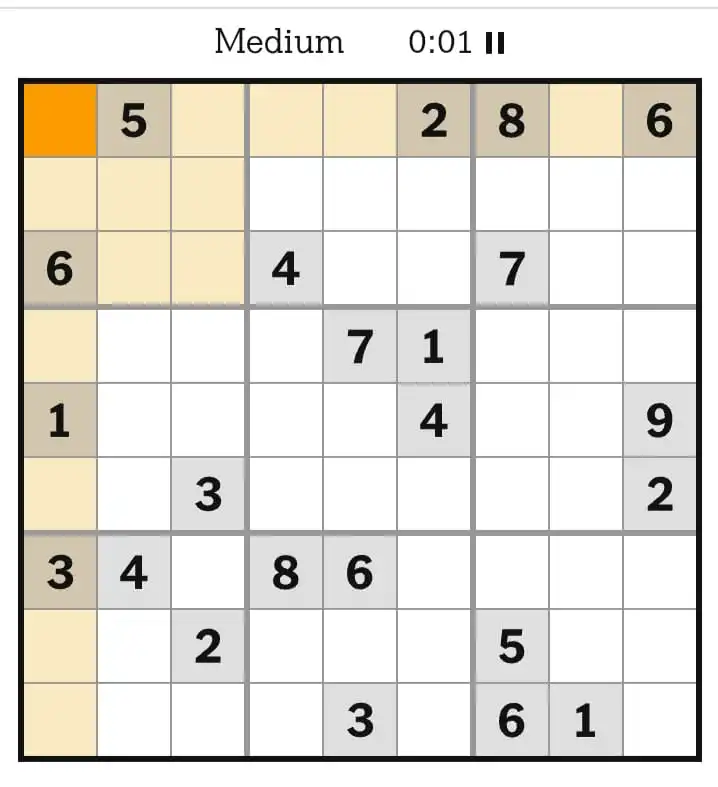 NYT Sudoku Medium March 05, 2026
