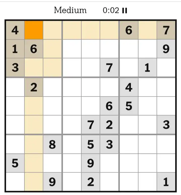NYT Sudoku Medium March 07, 2026