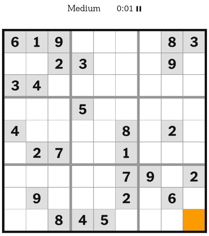 NYT Sudoku Medium March 08, 2026
