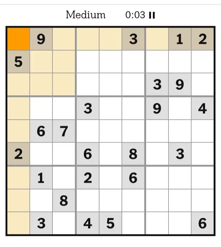 NYT Sudoku Medium March 13, 2026