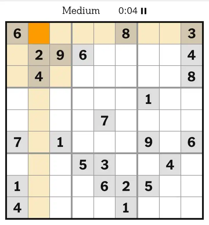 NYT Sudoku Medium March 14, 2026