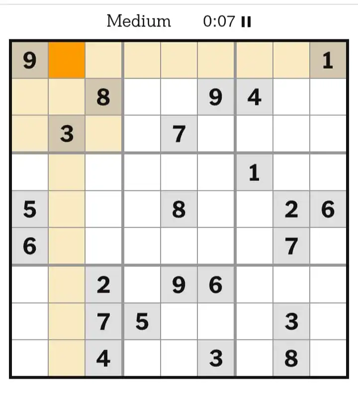 NYT Sudoku Medium March 15, 2026