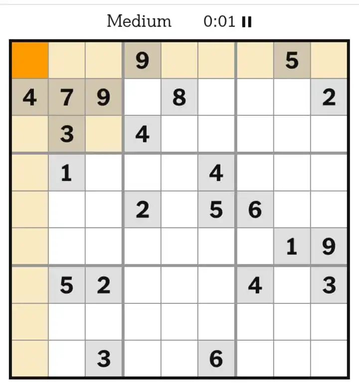 NYT Sudoku Medium March 19, 2026
