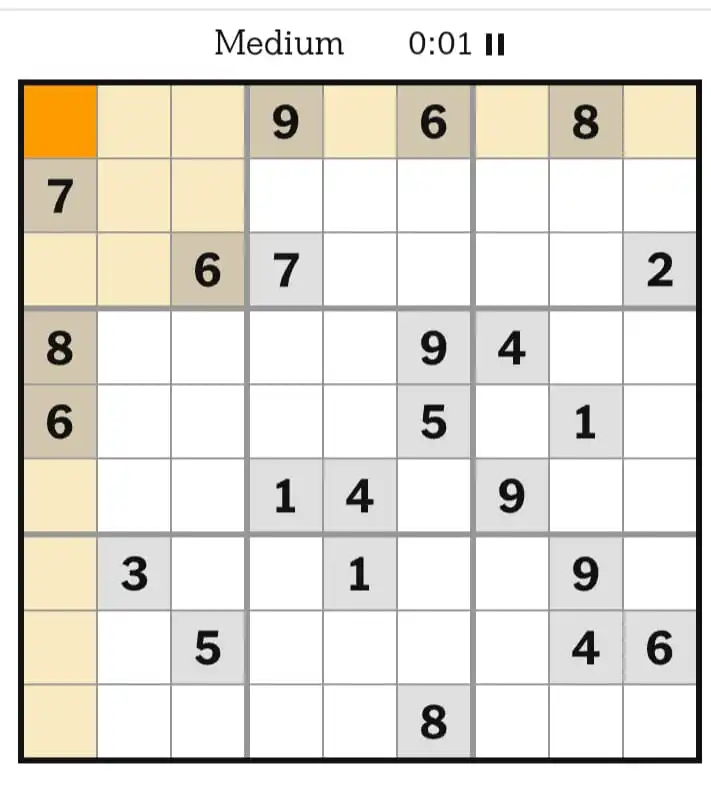 NYT Sudoku Medium March 21, 2026
