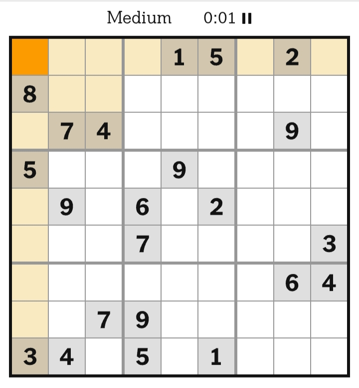 NYT Sudoku Medium March 31, 2026
