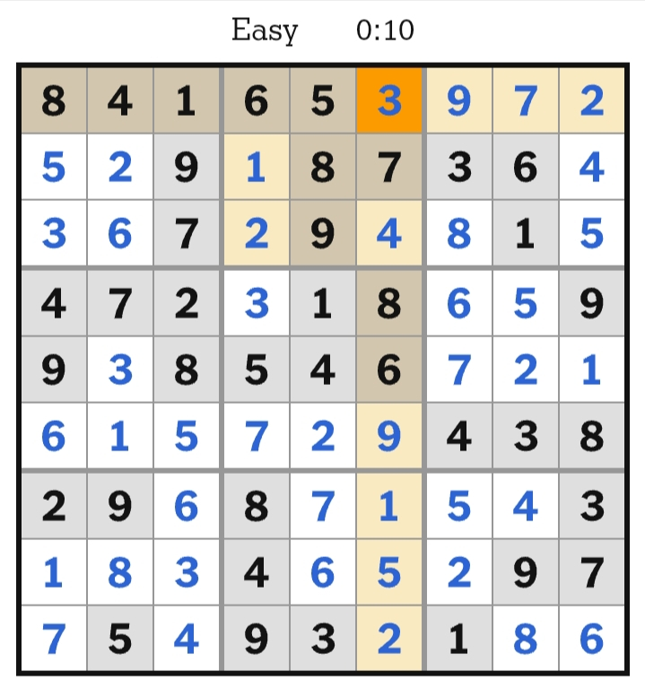 NYT Sudoku Easy Answers April 05, 2026