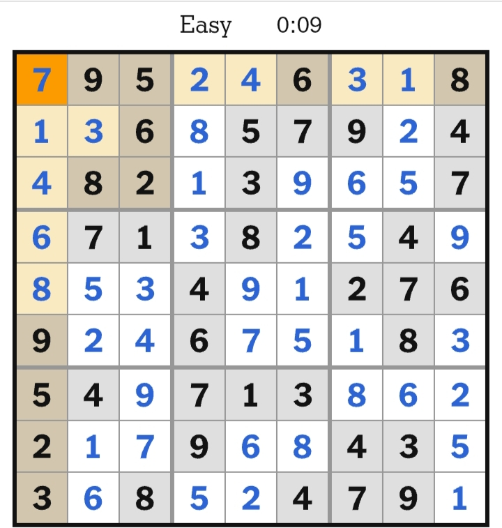 NYT Sudoku Easy Answers April 07, 2026