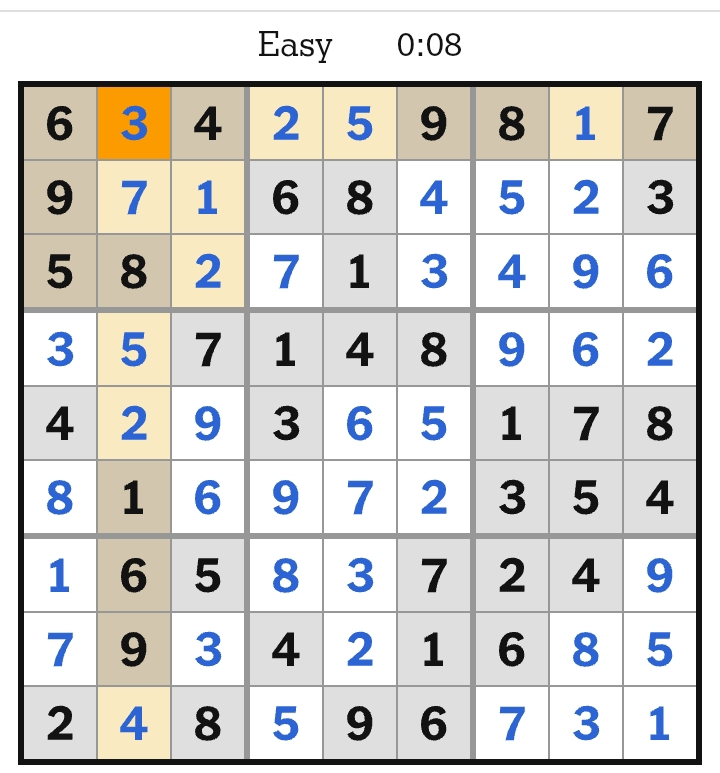 NYT Sudoku Easy Answers April 1, 2026