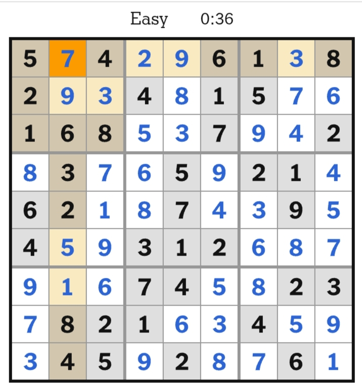 NYT Sudoku Easy Answers April 13, 2026