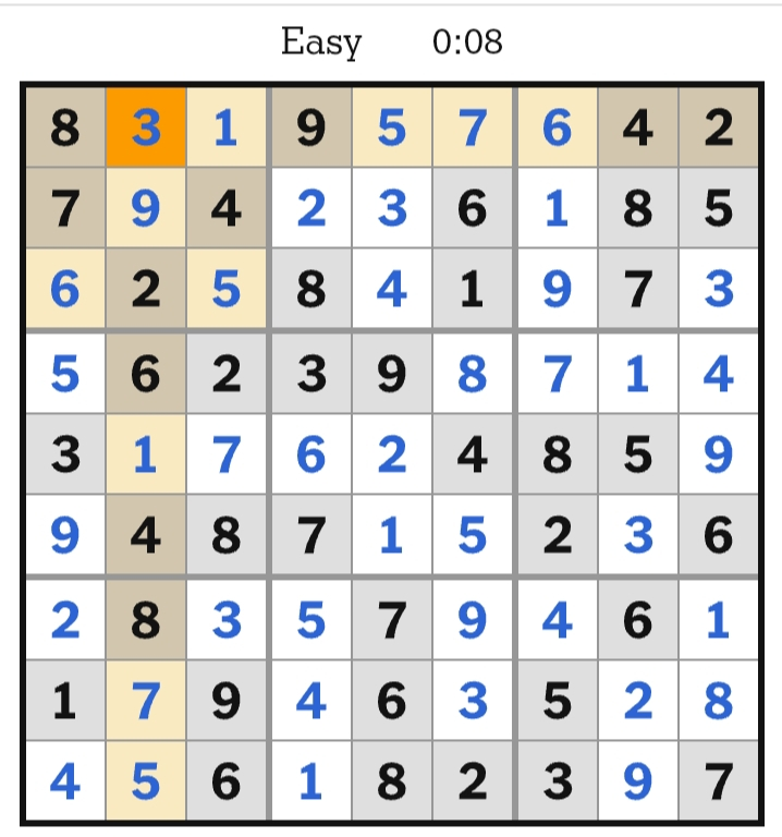NYT Sudoku Easy Answers April 14, 2026