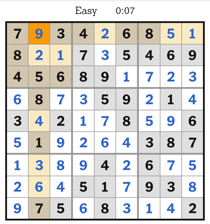 NYT Sudoku Easy Answers April 23, 2026