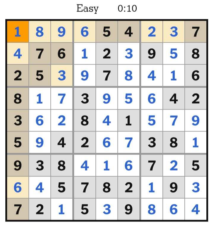 NYT Sudoku Easy Answers April 24, 2026