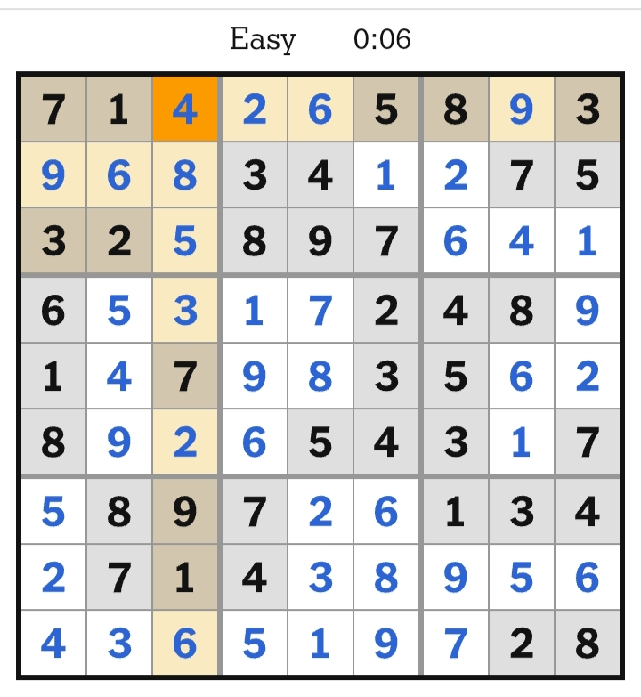NYT Sudoku Easy Answers April 26, 2026 