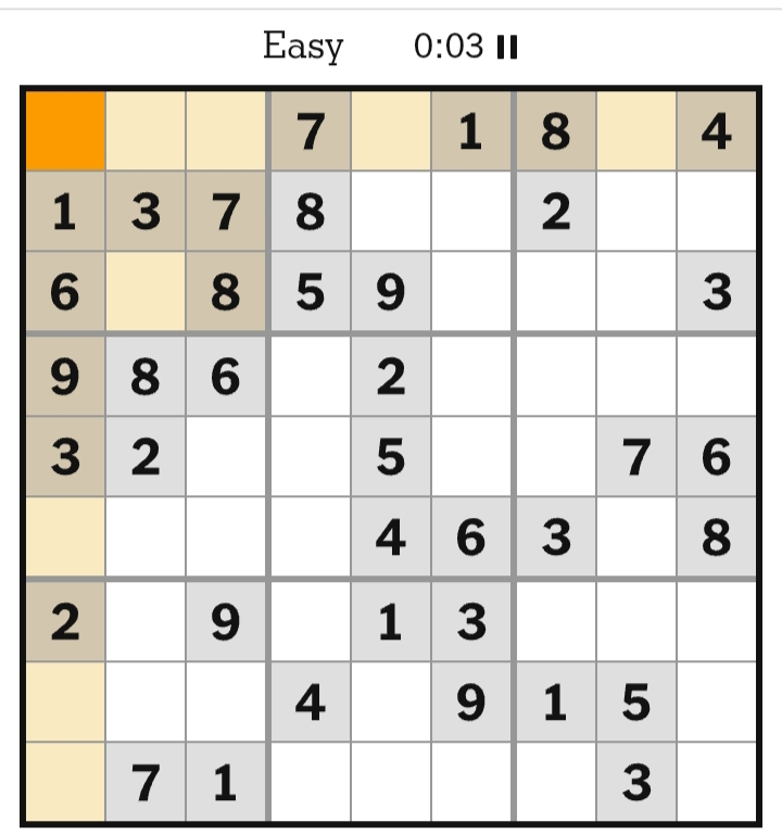 NYT Sudoku Easy April 10, 2026