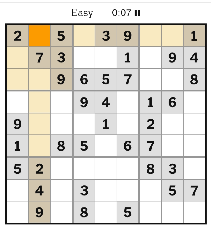NYT Sudoku Easy April 27, 2026