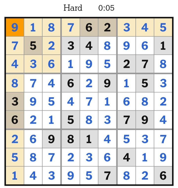 NYT Sudoku Hard Answers April 05 2026