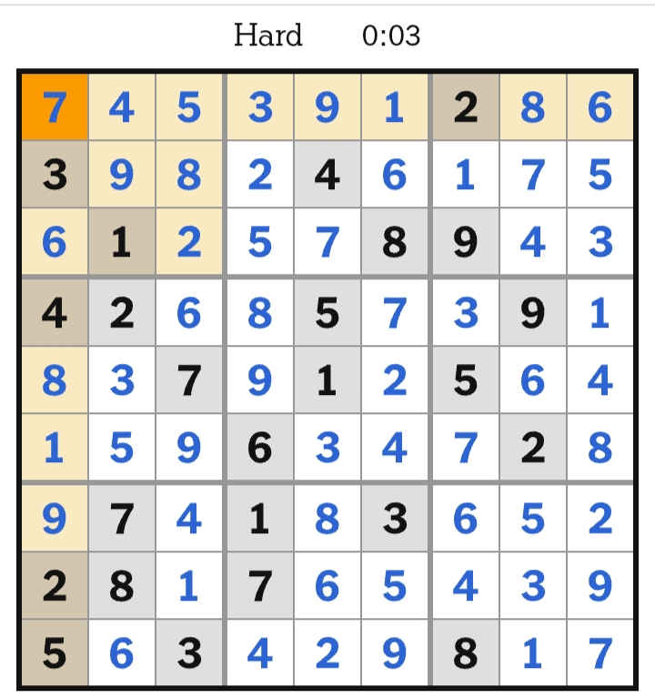 NYT Sudoku Hard Answers April 19, 2026