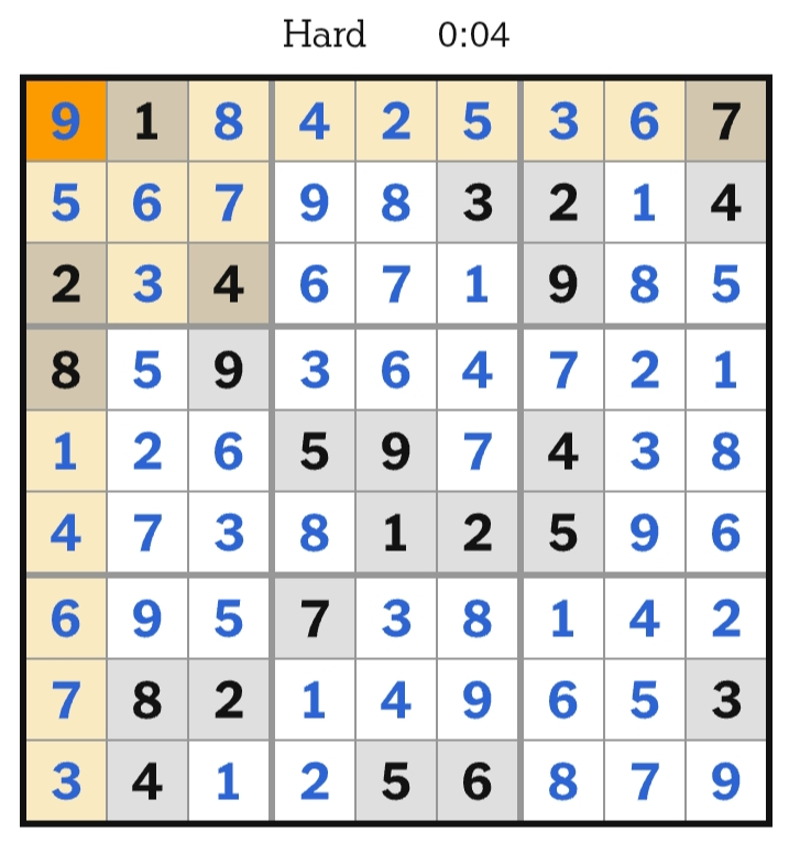 NYT Sudoku Hard Answers April 23, 2026