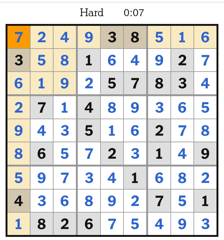NYT Sudoku Hard Answers April 24, 2026