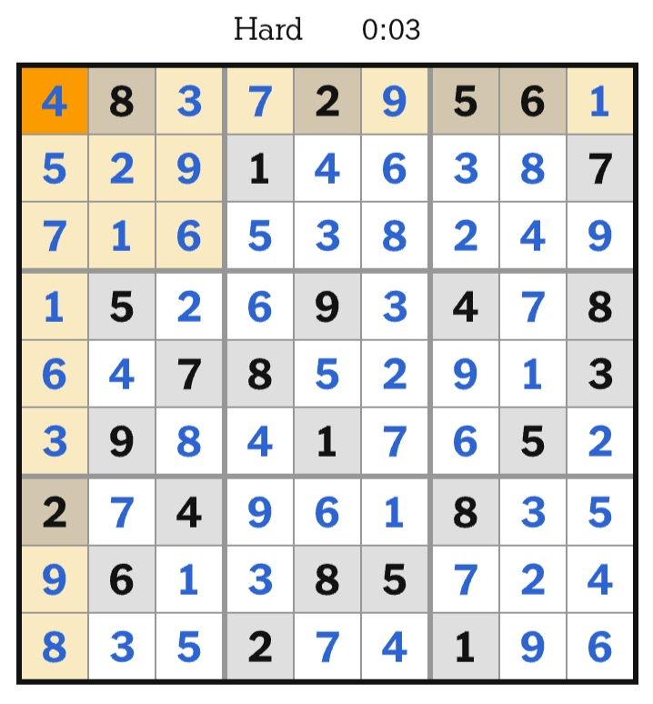 NYT Sudoku Hard Answers April 26, 2026