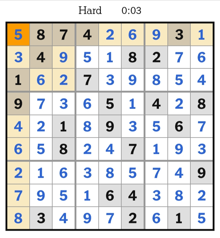 NYT Sudoku Hard Answers April 27, 2026
