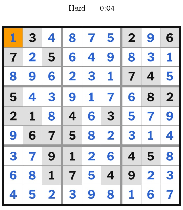 NYT Sudoku Hard Answers April 29, 2026