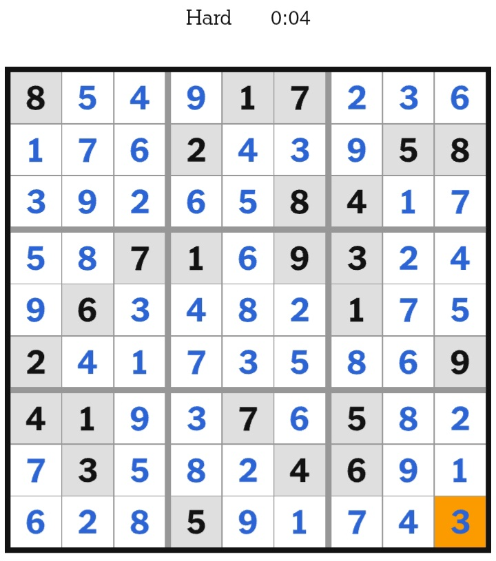 NYT Sudoku Hard Answers April 30, 2026