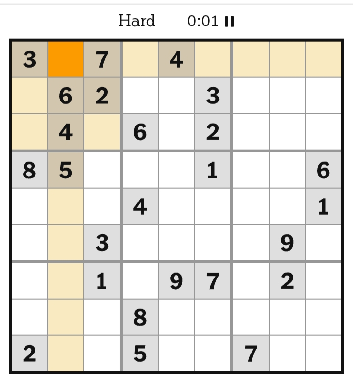 NYT Sudoku Hard April 02, 2026