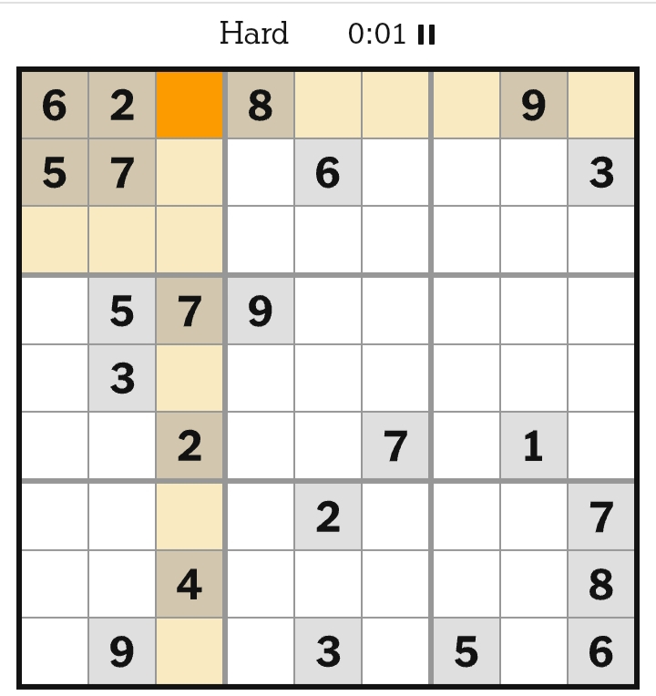 NYT Sudoku Hard April 1, 2026